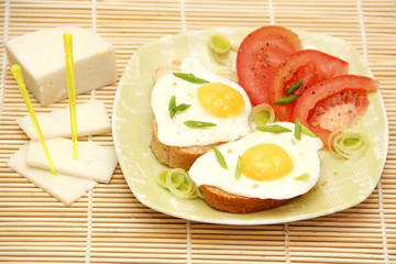 Fried quail eggs.