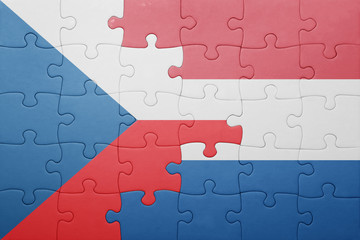 puzzle with the national flag of netherlands and czech republic