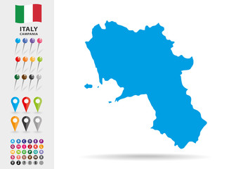 Map of Campania in Italy