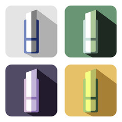 Vector icon. Set of colorful icons of stationery knife, isolated on the white background