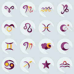 Flat concept, set modern design with shadow zodiac