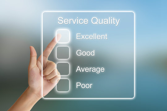 hand pushing service quality on virtual screen