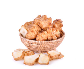 Jerusalem artichoke on  white background