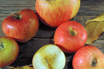 Apples on a wooden background