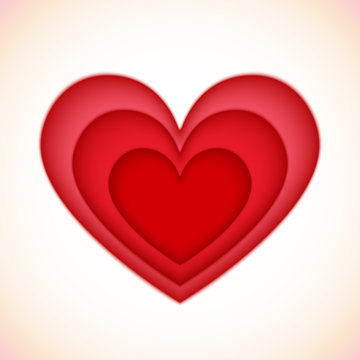 Bright red plastic vector cutout hearts