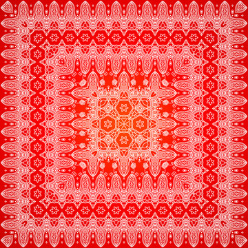 Red ornate shawl vector pattern