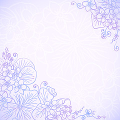 Violet ornate flowers romantic vector card