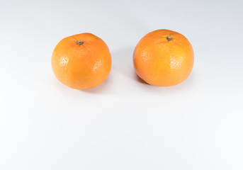 Two orange on white background , isolated