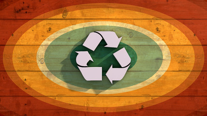 color wooden board with recycling