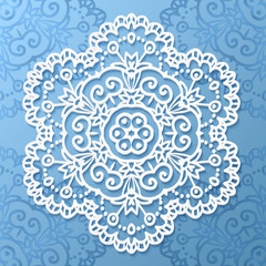 Ornate lacy white vector paper napkin