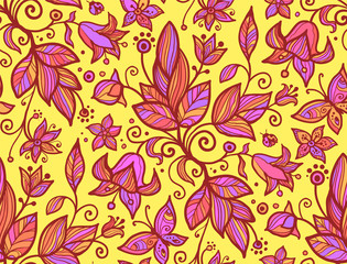 Abstract ornate shining flower seamless pattern