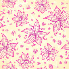 Ornate vector doodle flowers background