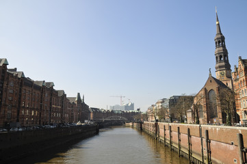 Obraz premium Speicherstadt, Hamburg, Hafen, Deutschland