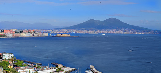 NAPLES, ITALY - OCTOBER 16, 2015: Panorama of Naples. Naples is the capital of the Italian region...