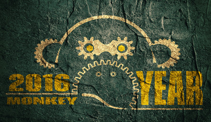 monkey icon and 2016 new year number