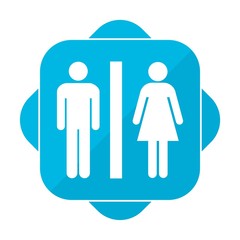 Blue square icon toillete