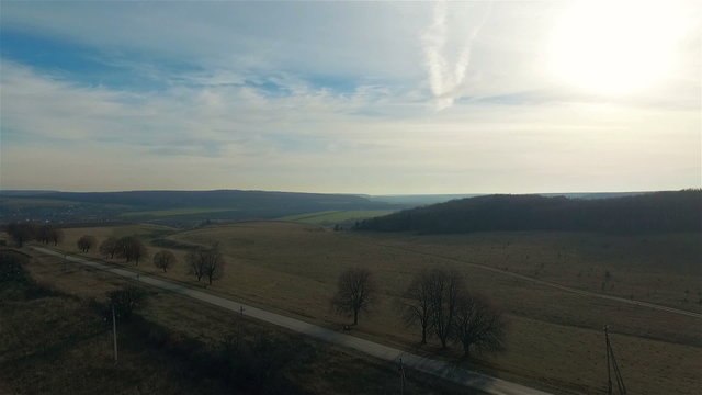 Aerial view over the field