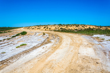 Dirt road to the salt lake Elton.