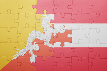 puzzle with the national flag of bhutan and austria