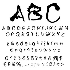 Vector conceptual collection of black handwritten, sketch or paint font