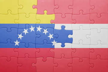 puzzle with the national flag of venezuela and austria