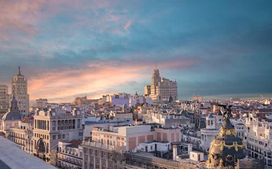 Keuken spatwand met foto skyline van Madrid © agcreativelab