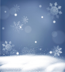 Fototapeta na wymiar Vector Christmas background with snow and snowflakes