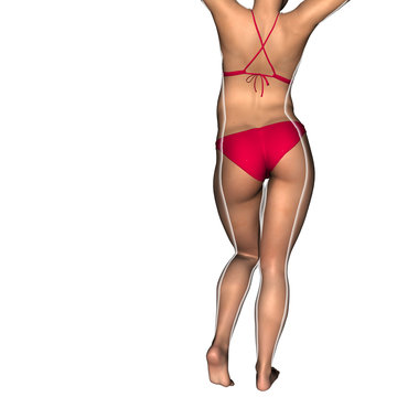 Conceptual 3D fat overweight vs slim fit diet woman