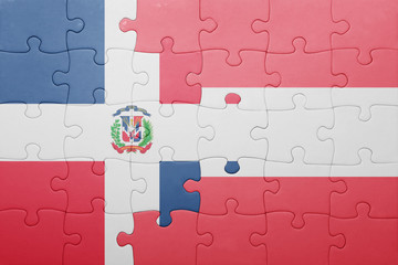 puzzle with the national flag of dominican republic and austria