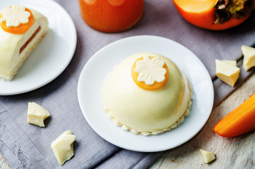 persimmon white chocolate cream cheese mousse cake