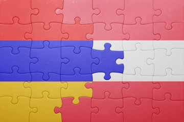 puzzle with the national flag of armenia and austria