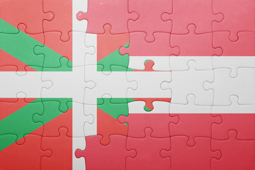 puzzle with the national flag of basque country and austria