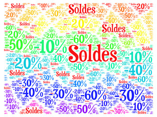 Soldes discount and percentages colored background illustration 