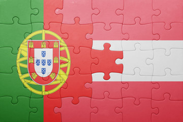 puzzle with the national flag of portugal and austria