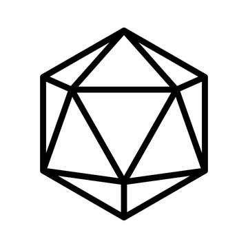 20 sided  20d dice line art icon for apps and websites