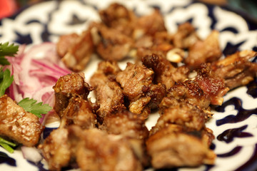 Lamb ribs on the plate