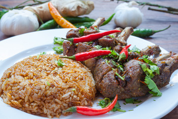 Grilled lamchop with rice