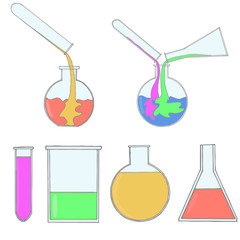 Icons set of chemical flasks