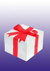 Red bow with white gift box