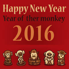 Year of ther monkey 2016. Happy New Year