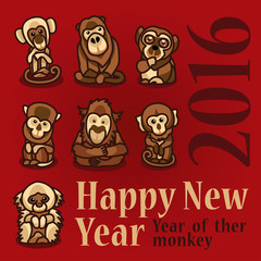 Year of ther monkey 2016. Happy New Year