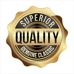 Gold and Black Badge on White Background. Superior Quality.