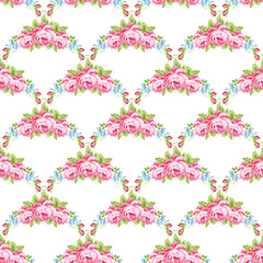 Floral pattern with garden pink roses