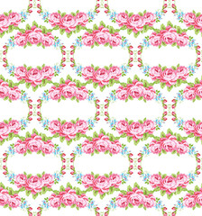 Floral pattern with garden pink roses