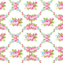 Floral pattern with garden pink roses
