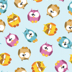 Pattern with cartoon owls