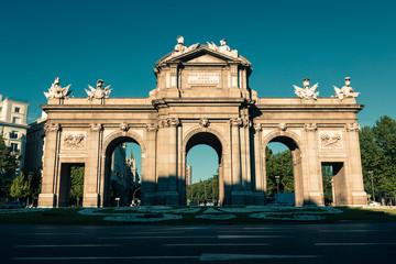Obraz premium The famous Puerta de Alcala at Independence Square - Madrid Spai