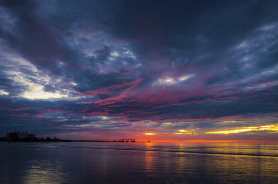 Dramatic cloudy landscape at the beach