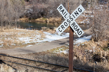 Railroad crossing the Animas River Trail in Durango, CO