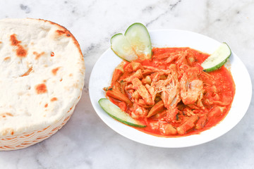 Spicy Ladies Finger stew nan bread